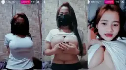 Live Instagram Baby Moy Menggoda Dengan Kaos Putih Transparan