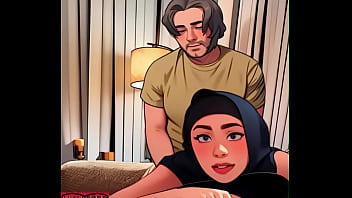 Gadis Berhijab Anime Arab Ditembak Dari Belakang Menghadap Kamera